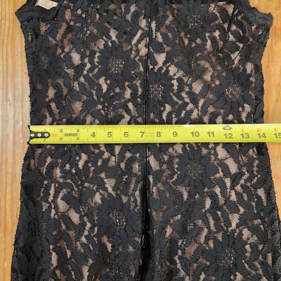 X by Escape Black Lace Overlay Maxi Dress Gown Ruched Waist‎ Sz 8 Zip Sleeveless - Picture 5 of 15